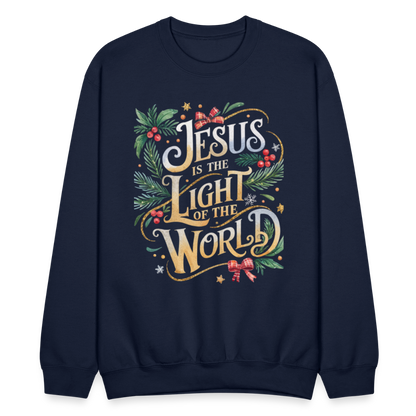 Jesus is the Light of the World Crewneck Christmas Sweatshirt for Women - navy