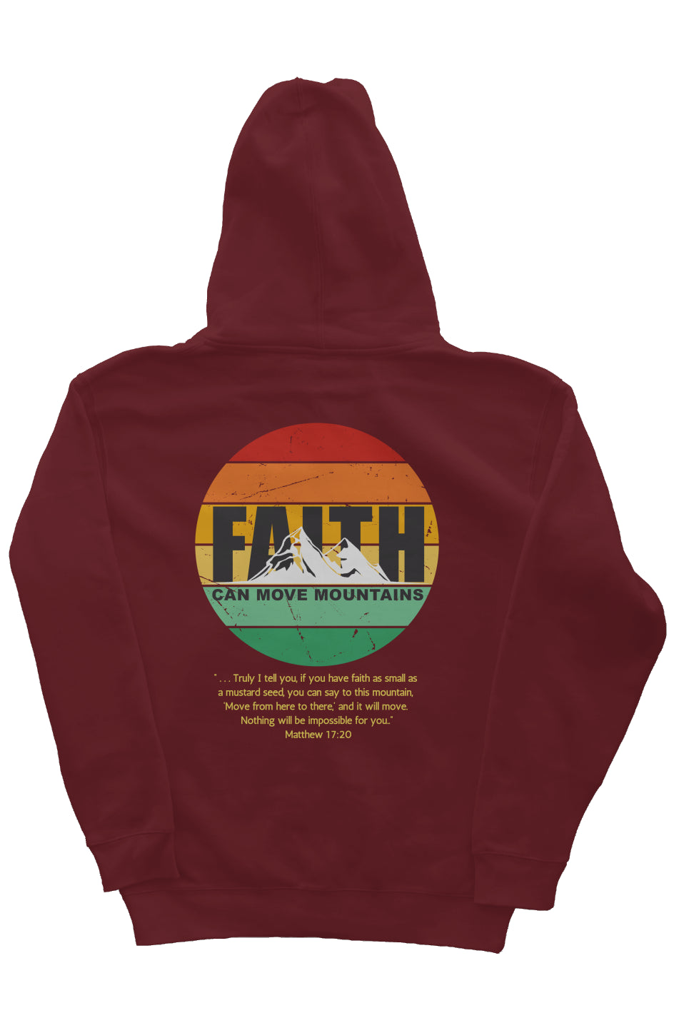 Faith Can Move Mountain Zip Hoodie - Red Burgundy 