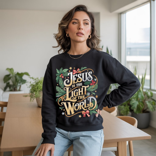 Jesus is the Light of the World Crewneck Christmas Sweatshirt for Women