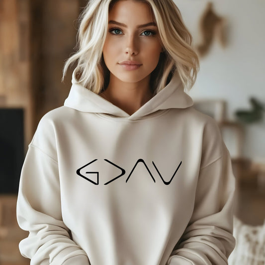 God is Greater Than The Highs and Lows Hoodie Beige