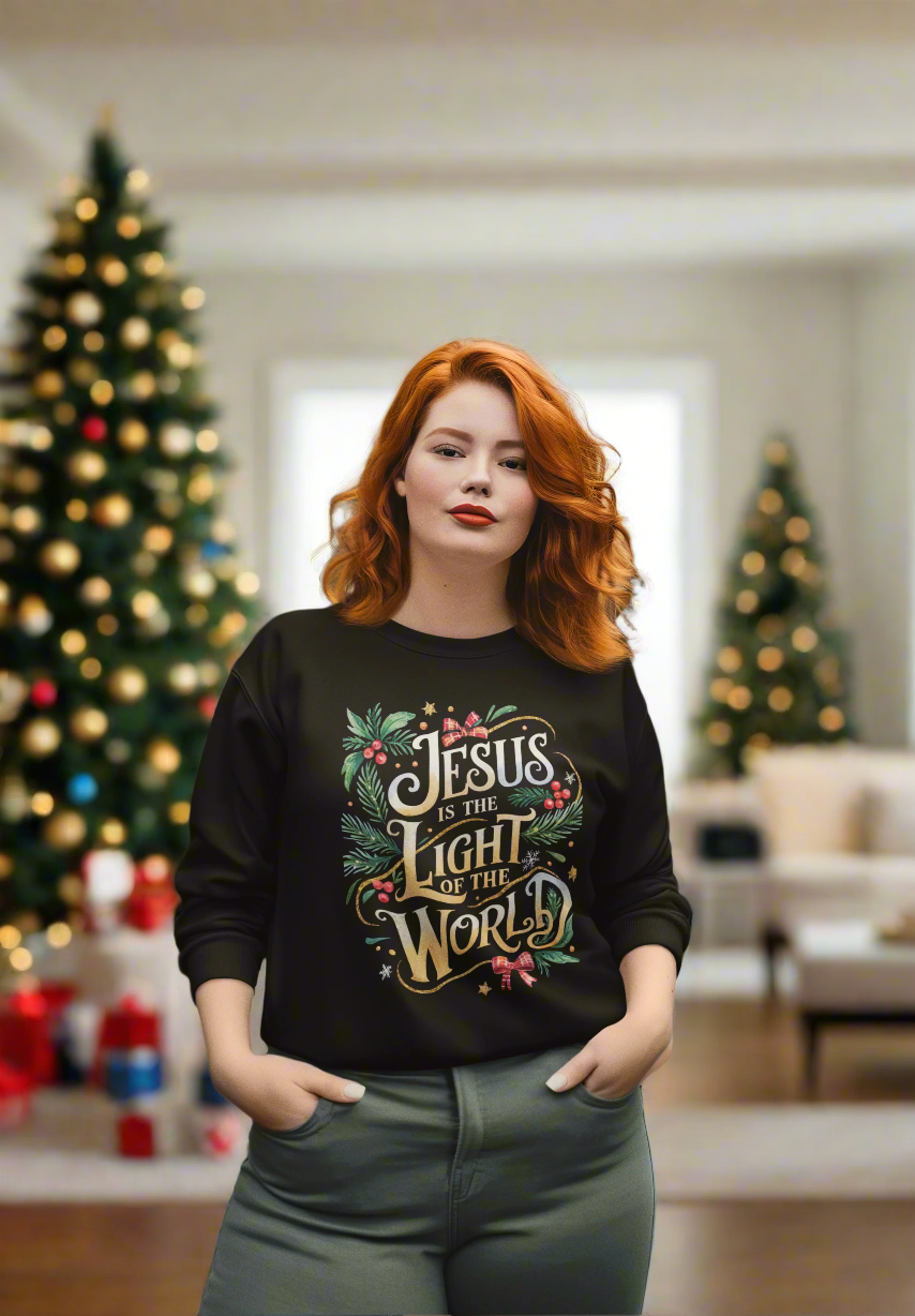 Jesus is the Light of the World Crewneck Christmas Sweatshirt for Women