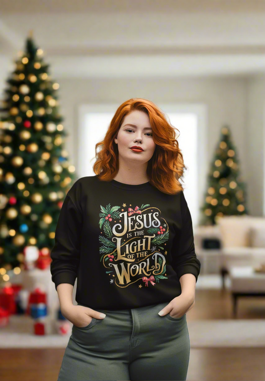 Jesus is the Light of the World Crewneck Christmas Sweatshirt for Women
