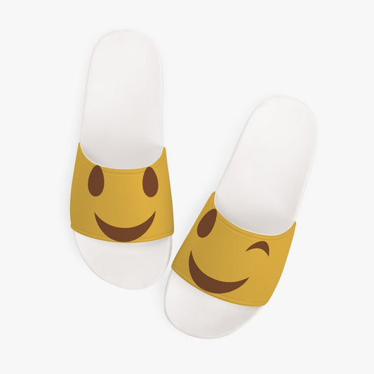 Smiley Face Emoji Casual Silp on Sandals - Base Color White