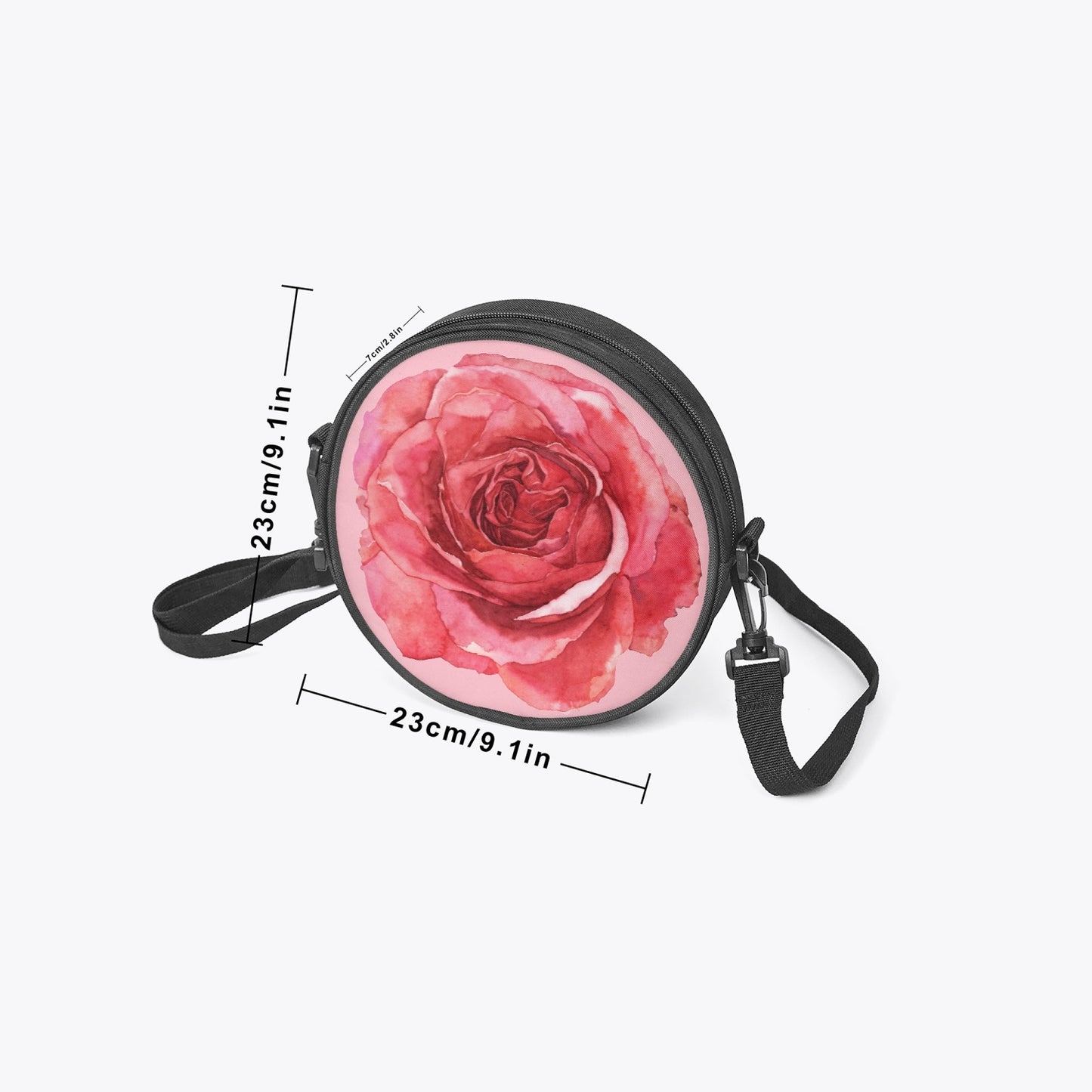 Red Rose Round Satchel Bag