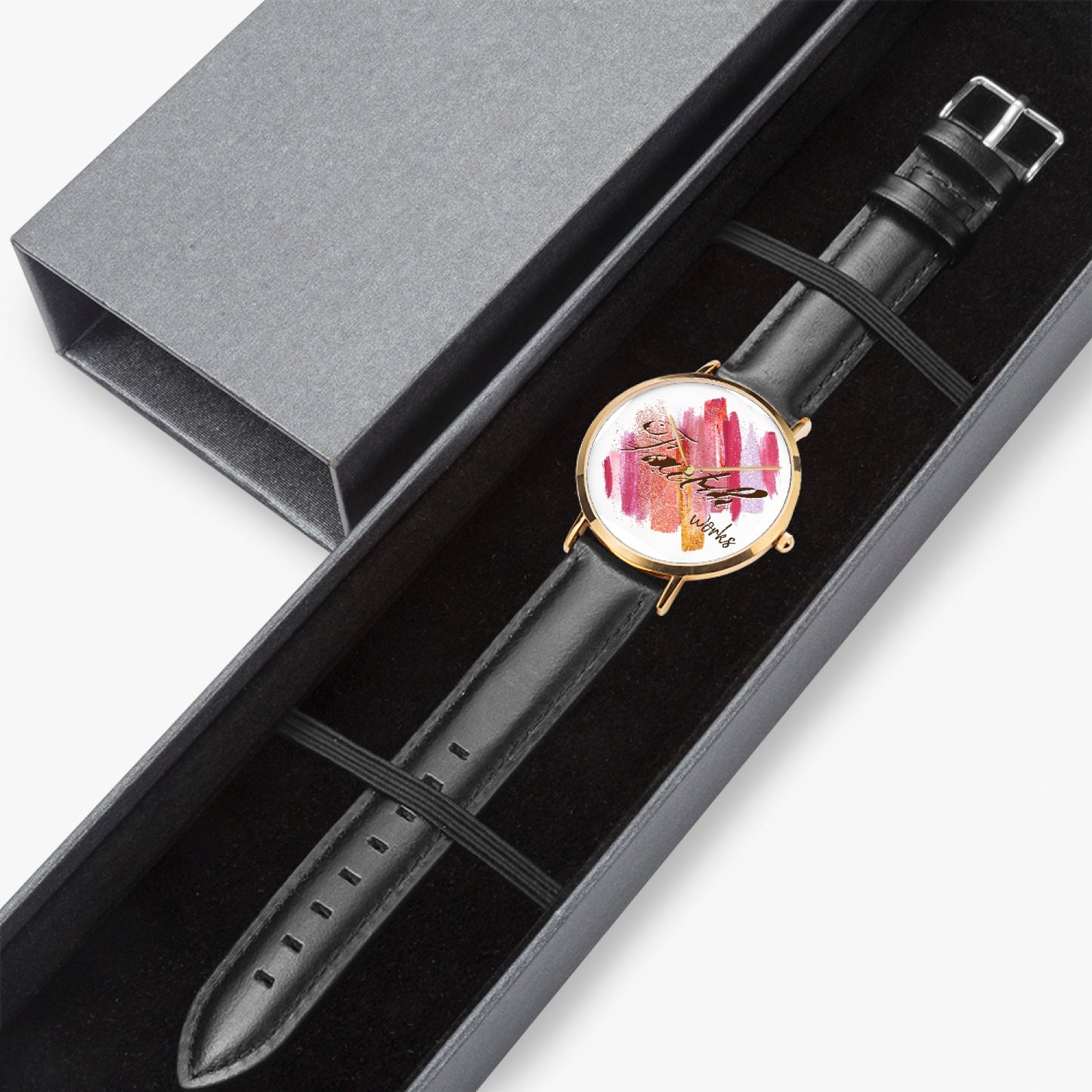 Faith Works - Leather Strap Quartz Inspirational Watch (Rose Gold)