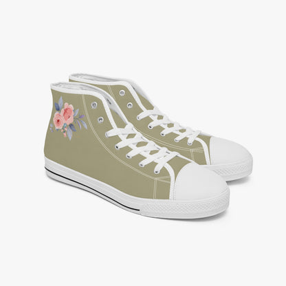 Floral High-top Canvas Shoes - Color Beige