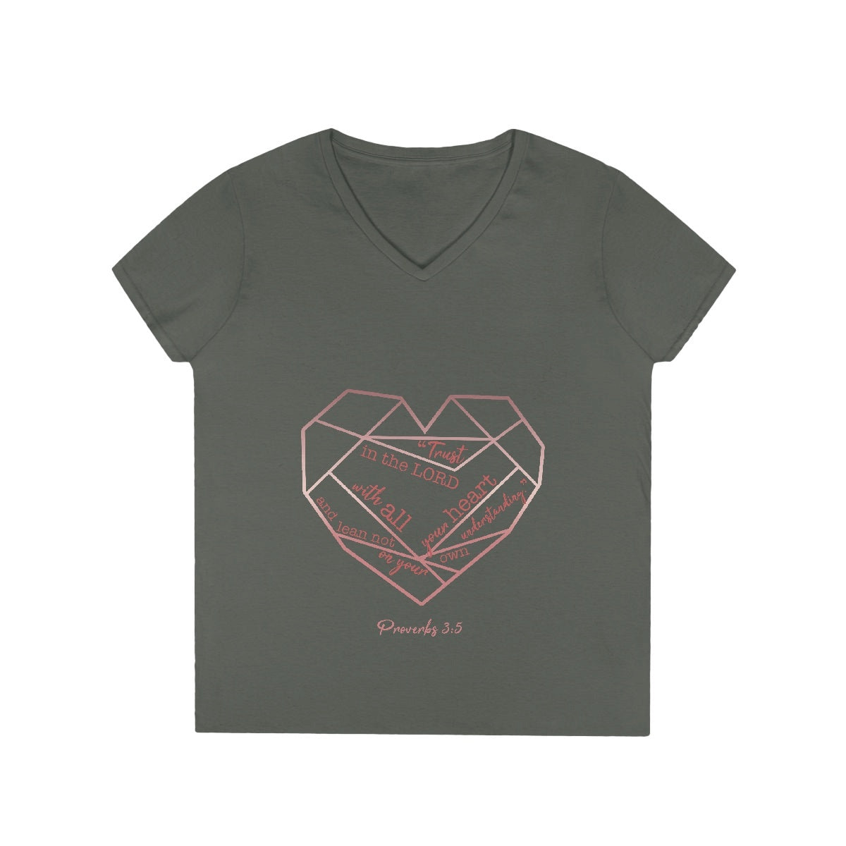 Trust in the Lord Heart Diamond Shape Ladies V-Neck T-Shirts
