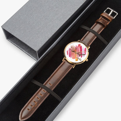 Faith Works - Leather Strap Quartz Inspirational Watch (Rose Gold)