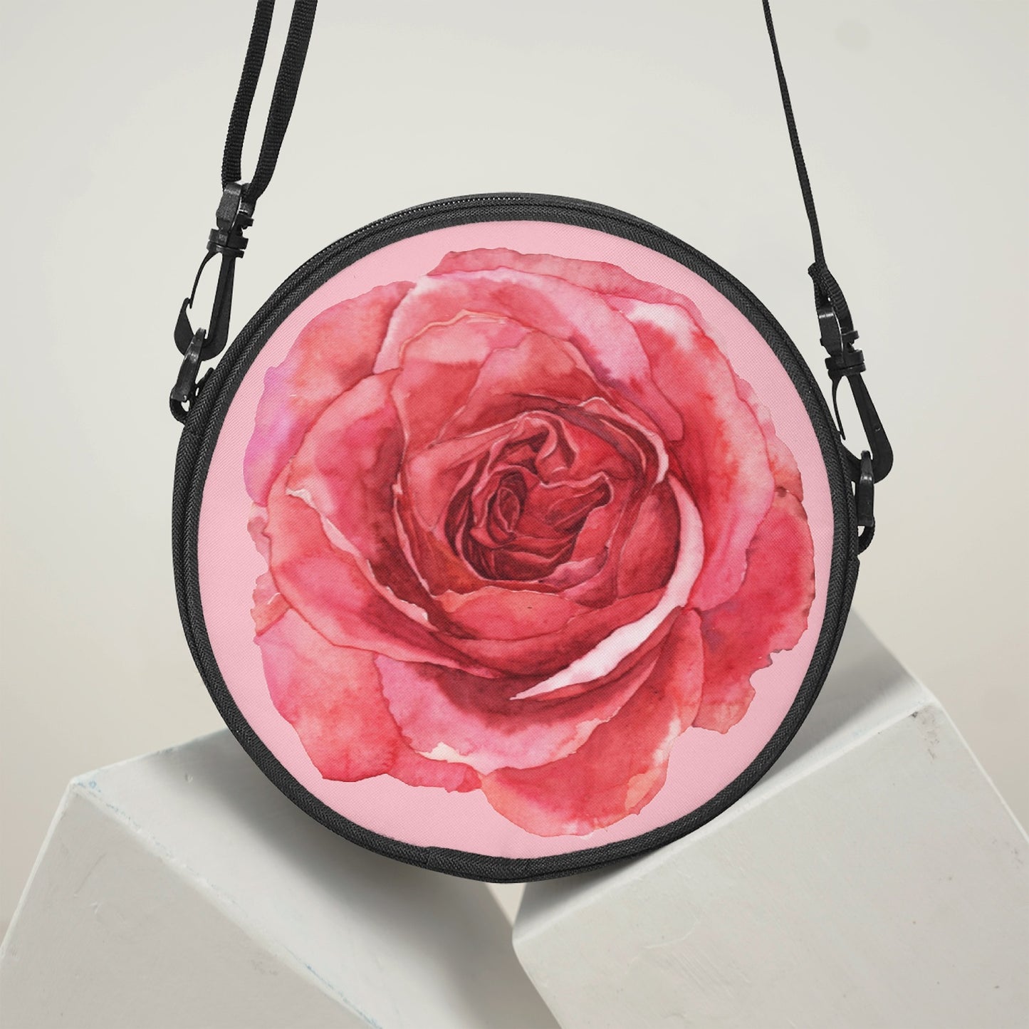 Red Rose Round Satchel Bag