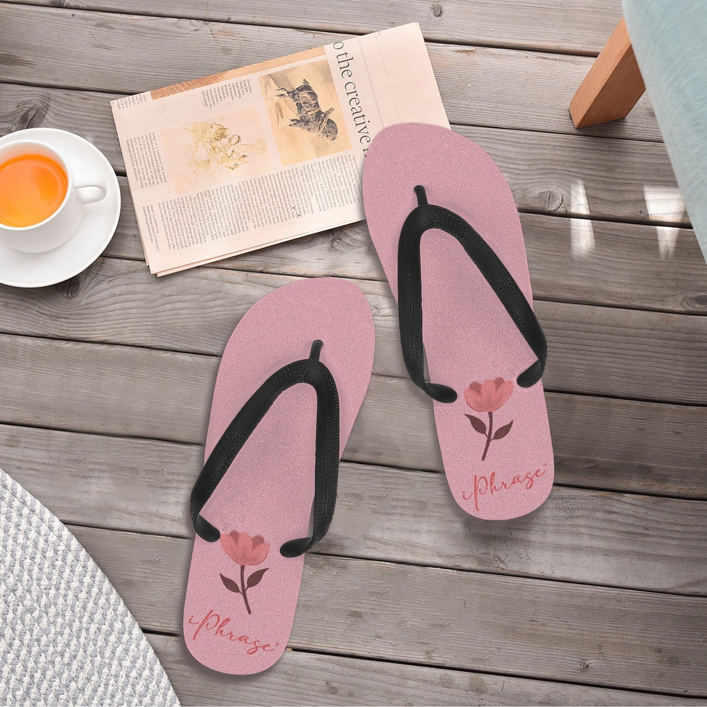 Flip Flop Slide Sandals - Little Flower Soft Pink