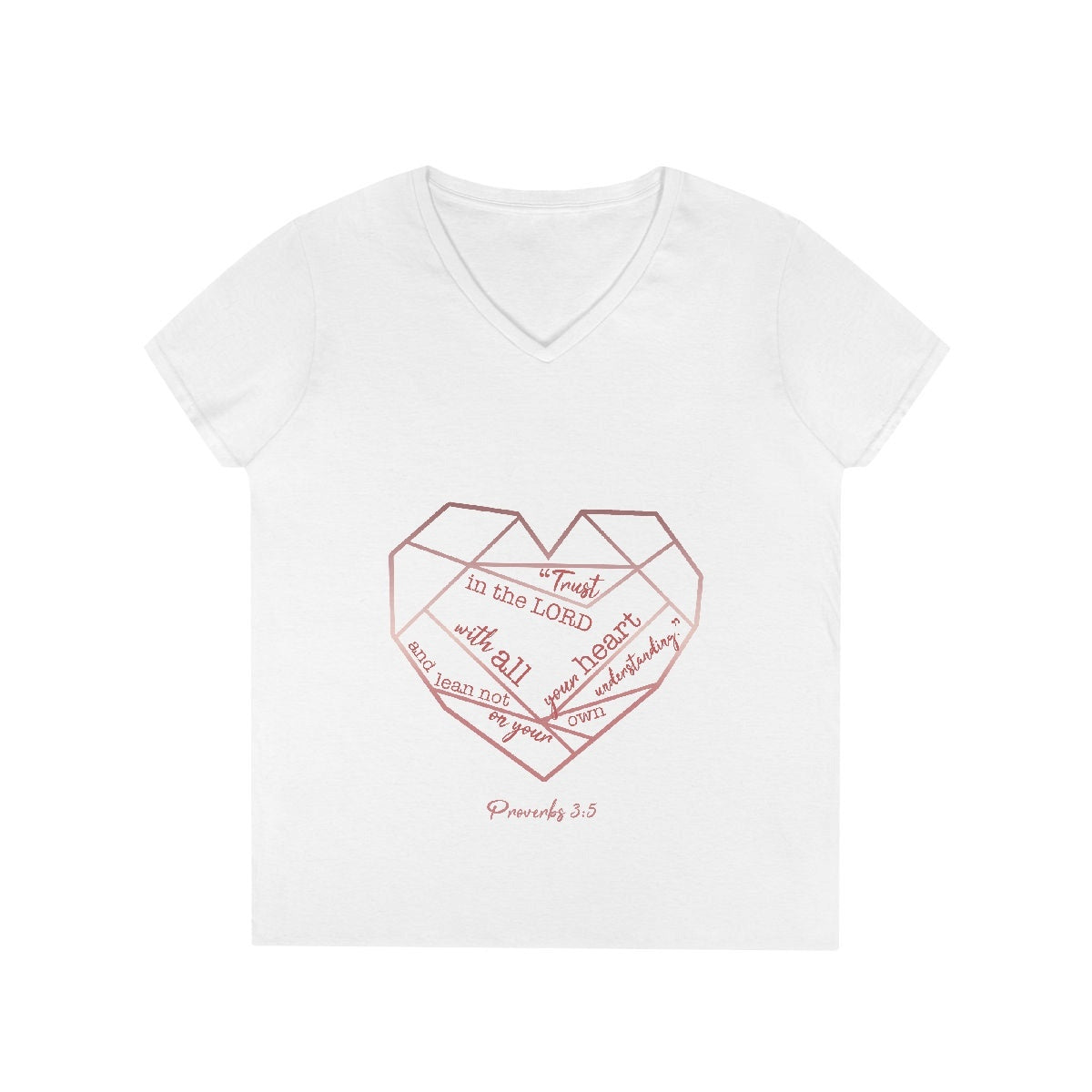 Trust in the Lord Heart Diamond Shape Ladies V-Neck T-Shirts