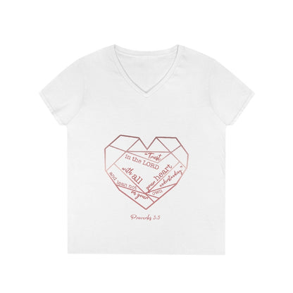 Trust in the Lord Heart Diamond Shape Ladies V-Neck T-Shirts
