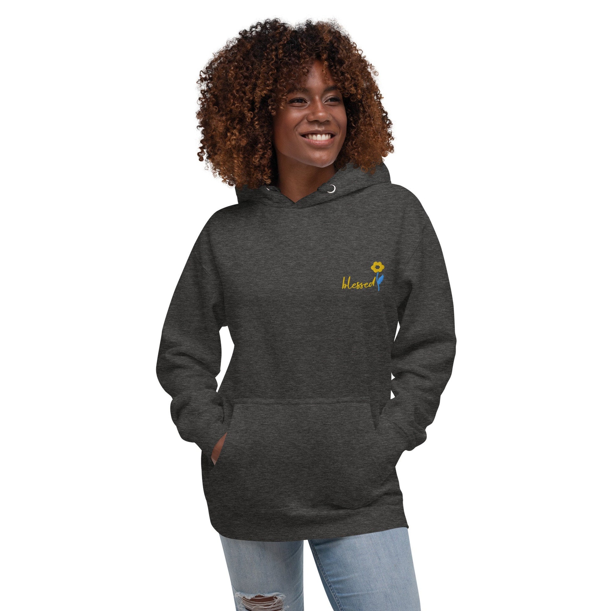 Embroidery Floral Blessed Hoodie