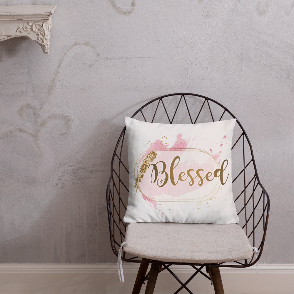  Blessed powerful word Premium Throw Pillow