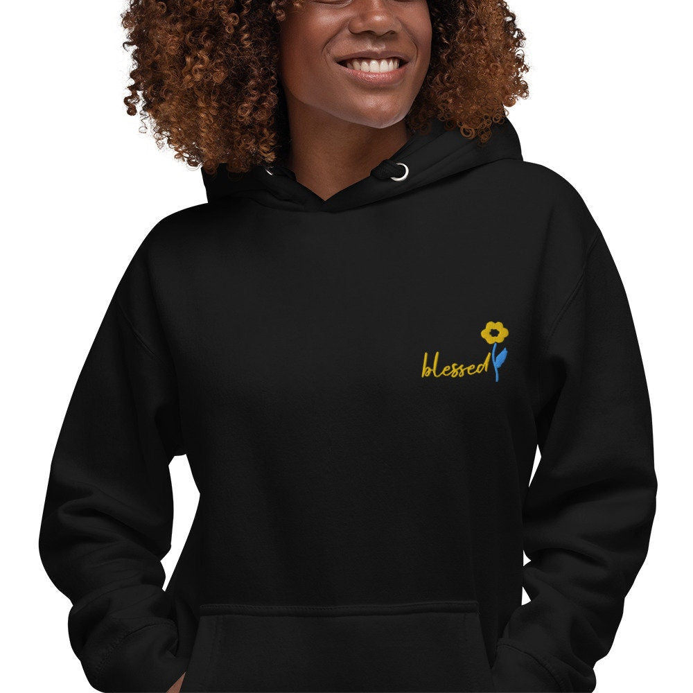 Embroidery Floral Blessed Hoodie