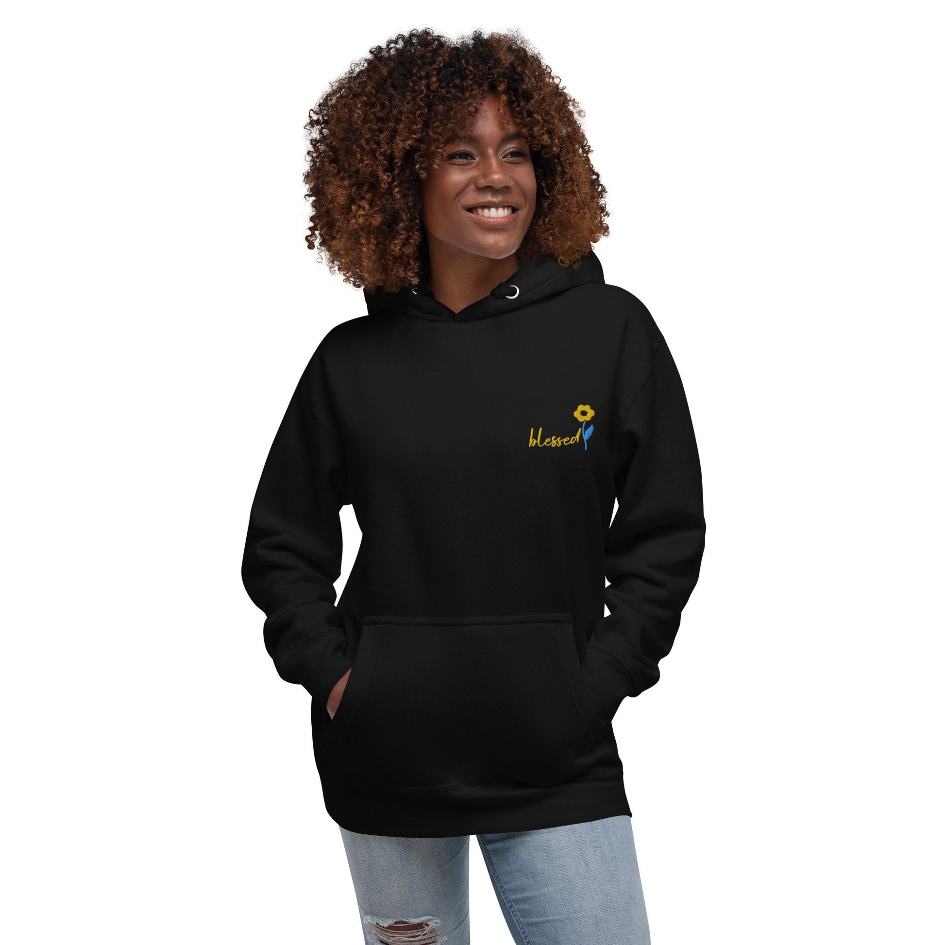 Embroidery Floral Blessed Hoodie