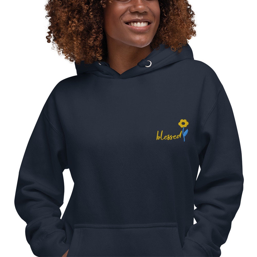 Embroidery Floral Blessed Hoodie