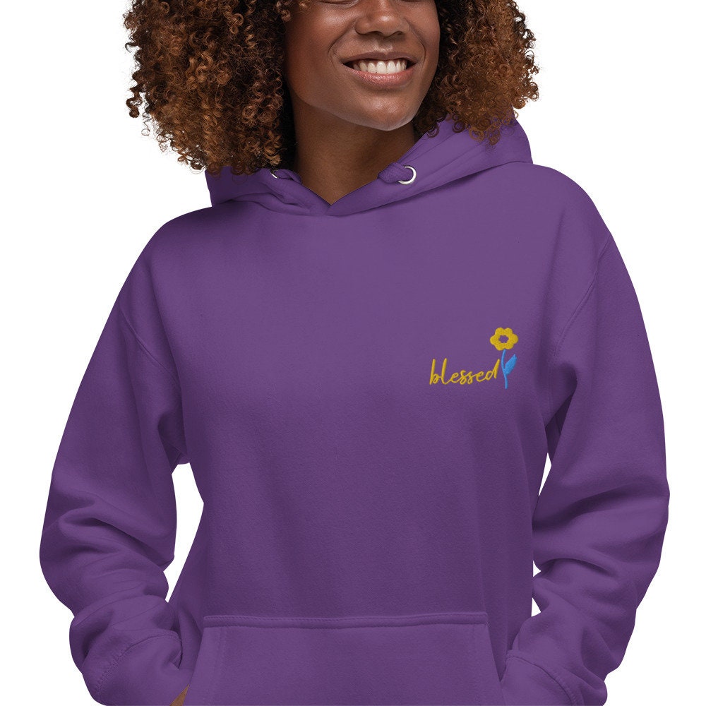 Embroidery Floral Blessed Hoodie
