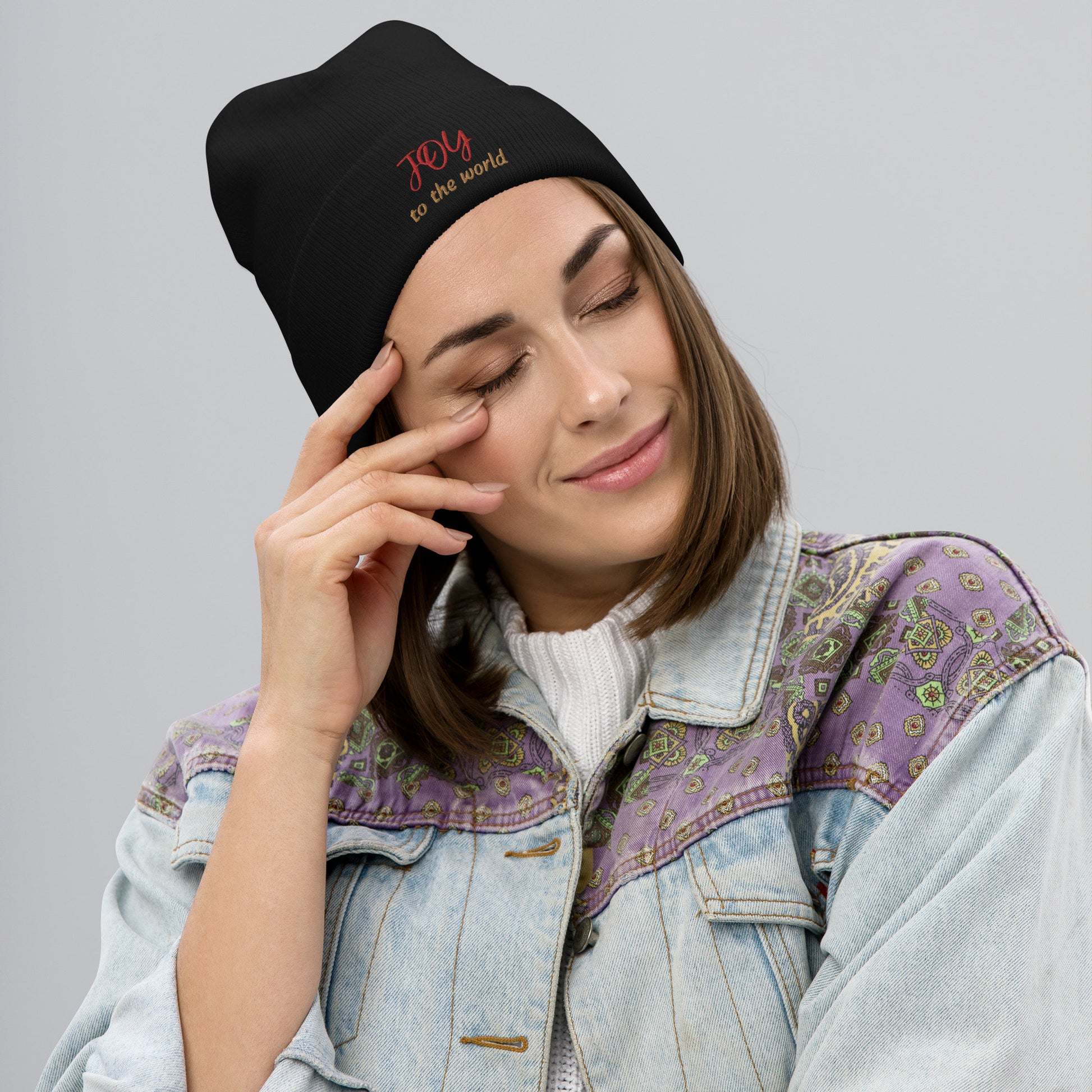 Embroidered Christmas Beanie JOY