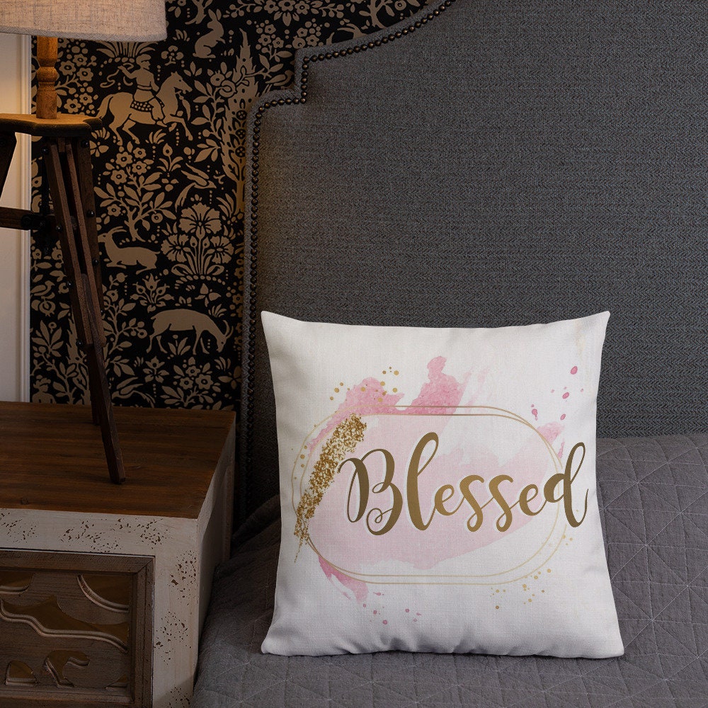 Blessed powerful word Premium Throw Pillow