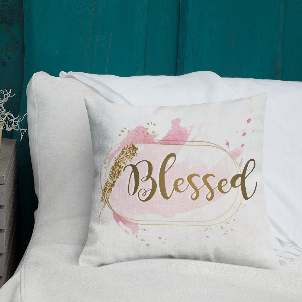 Blessed powerful word Premium Throw Pillow