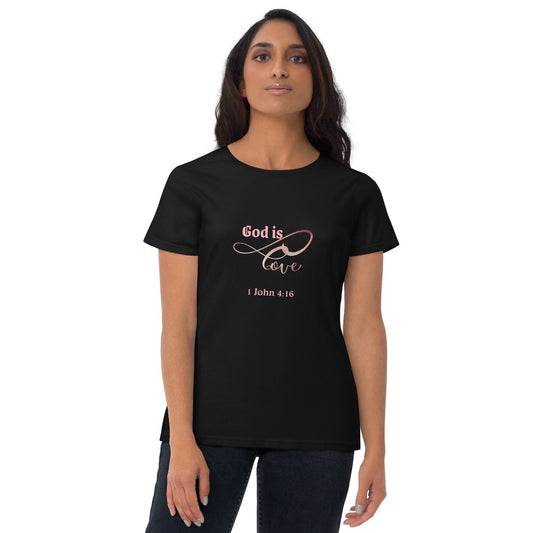 Women adult T-Shirt, Bible verse scripture, God is love, color black