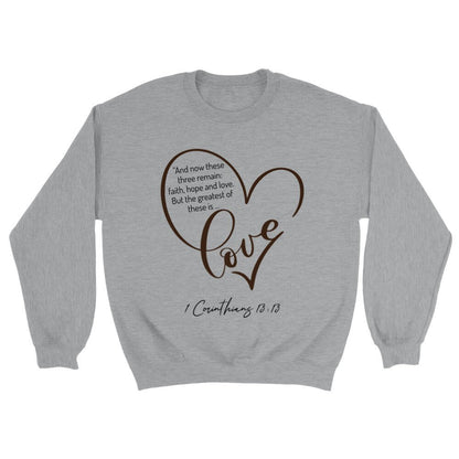LOVE Crewneck Sweatshirt, White and Grey