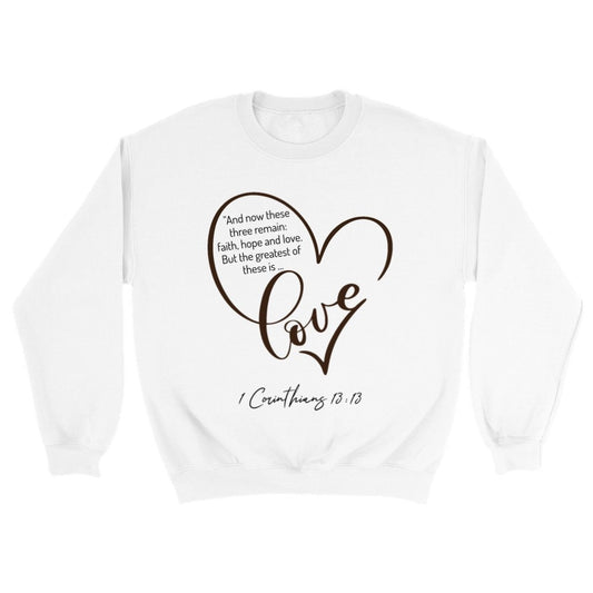 LOVE Crewneck Sweatshirt, White and Grey