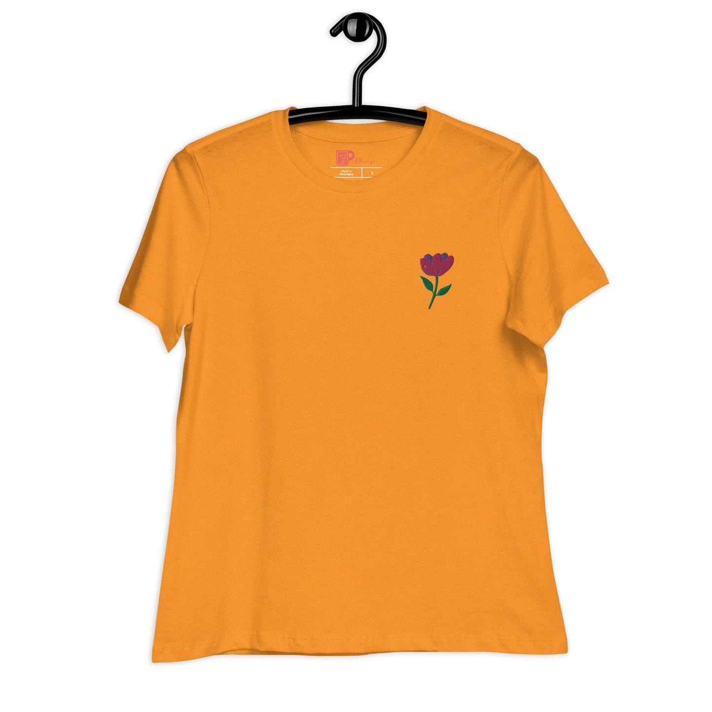 Women Relaxed T-Shirt with Embroidery Flower and Bible verse