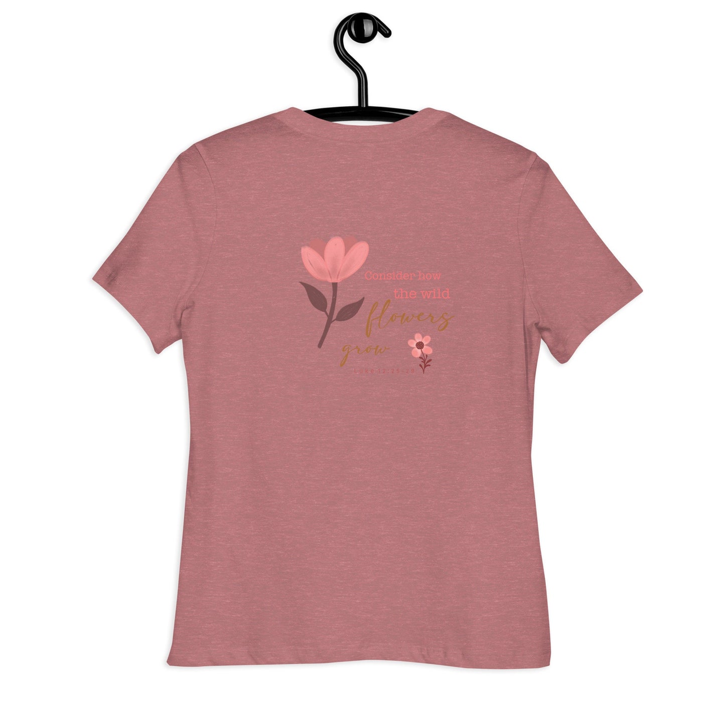 Women Relaxed T-Shirt with Embroidery Flower and Bible verse