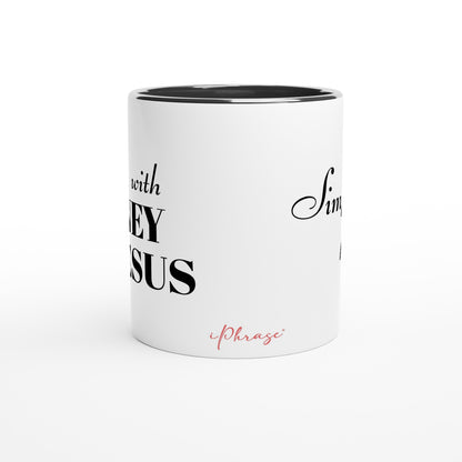 Fancy Duotone "Tea with Honey and Jesus" Ceramic Mug, 11oz for Men and Women