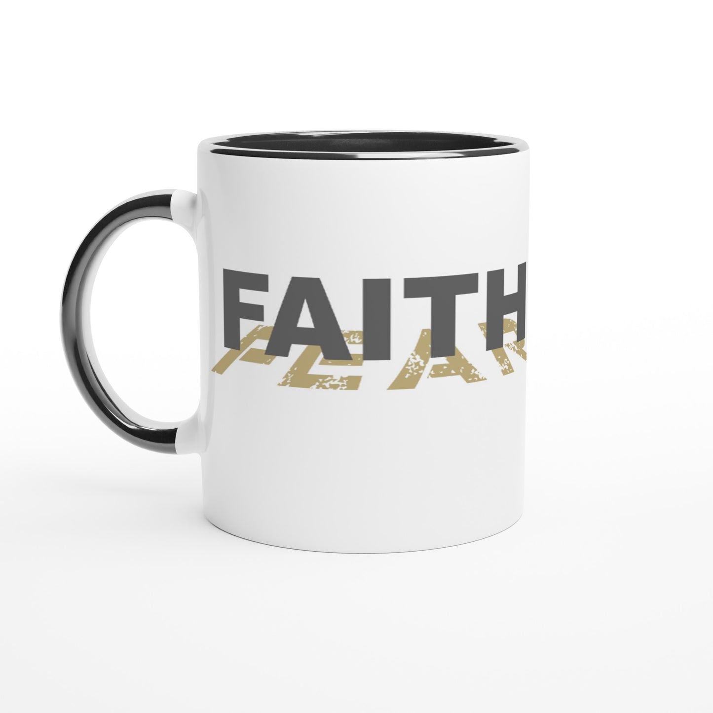 Faith Over Fear, Duotone White Ceramic 11 Oz Mug for Men and Women