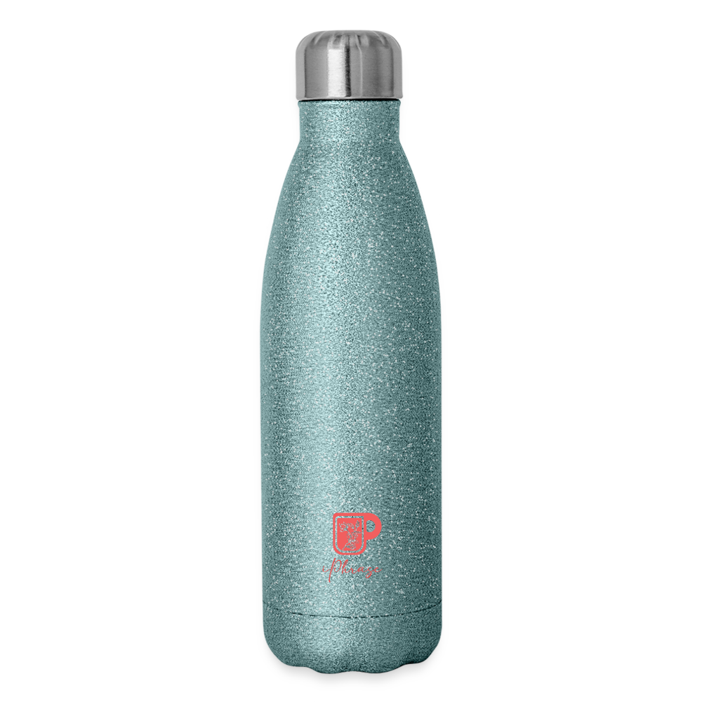 He Refreshes My Soul - Insulated Water Bottle - turquoise glitter
