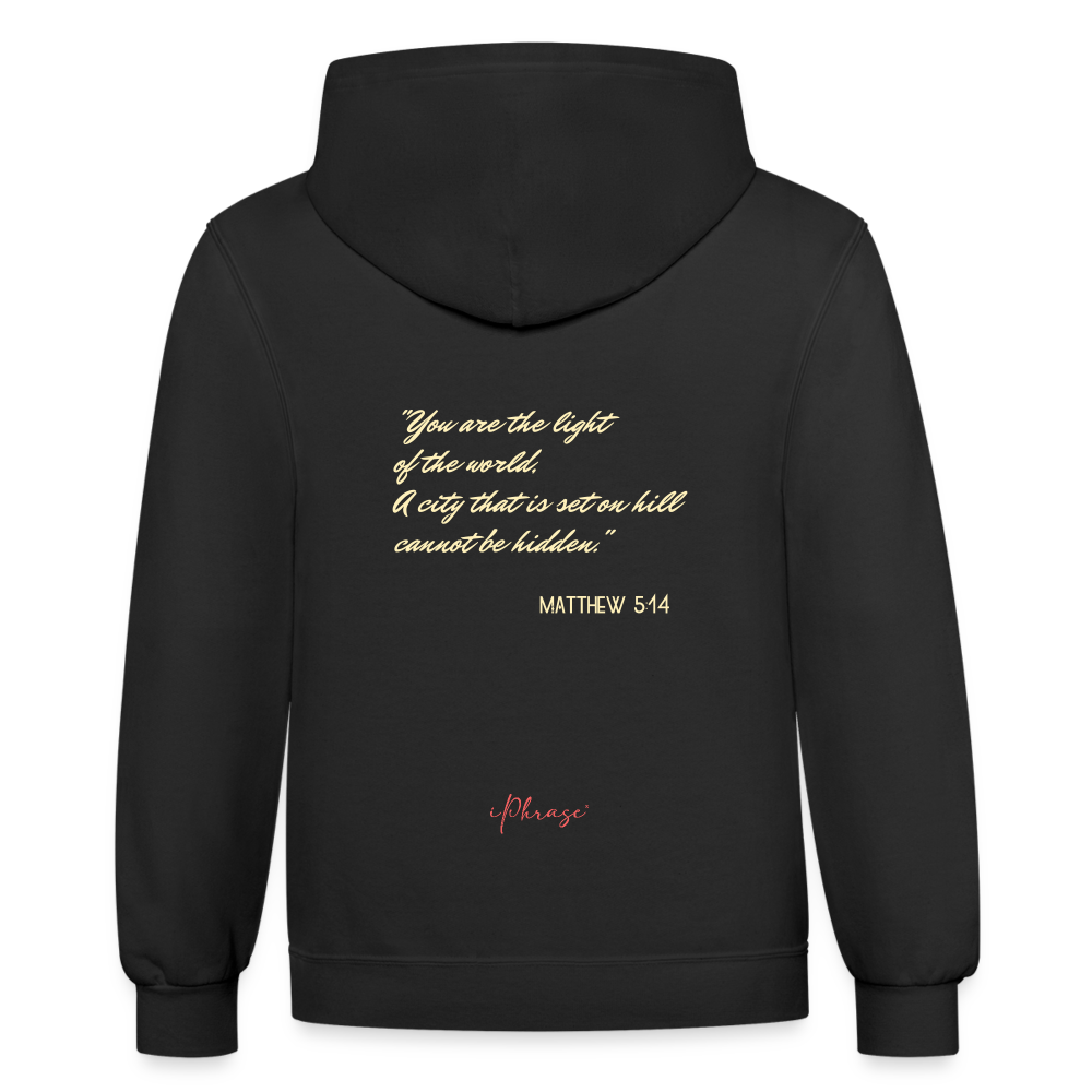 Be The Light - Matthew Bible Verse - Contrast Hoodie - black/asphalt
