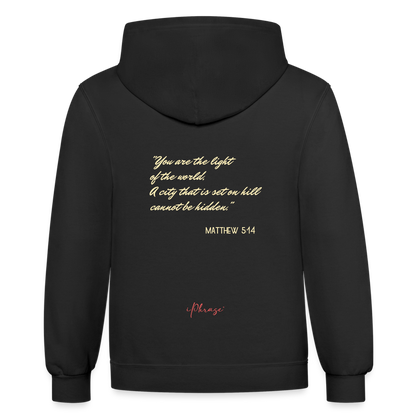 Be The Light - Matthew Bible Verse - Contrast Hoodie - black/asphalt