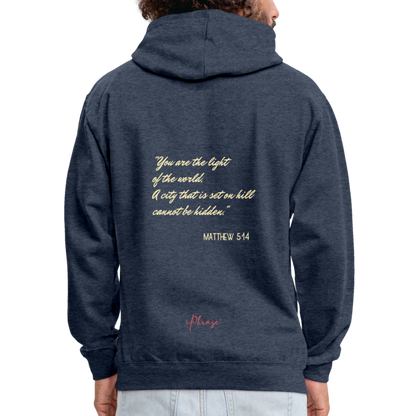 Be The Light - Matthew Bible Verse - Contrast Hoodie - indigo heather/asphalt