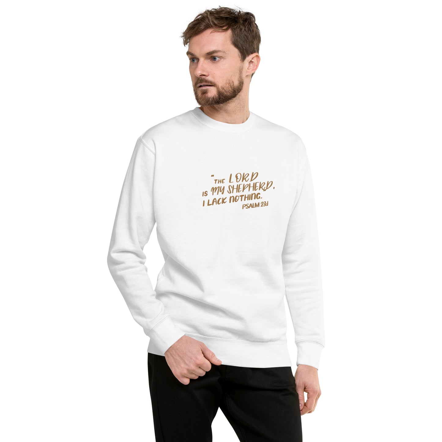 Embroidery Psalm 23 The Lord Is My Shepherd and the Cross Premium Sweatshirt