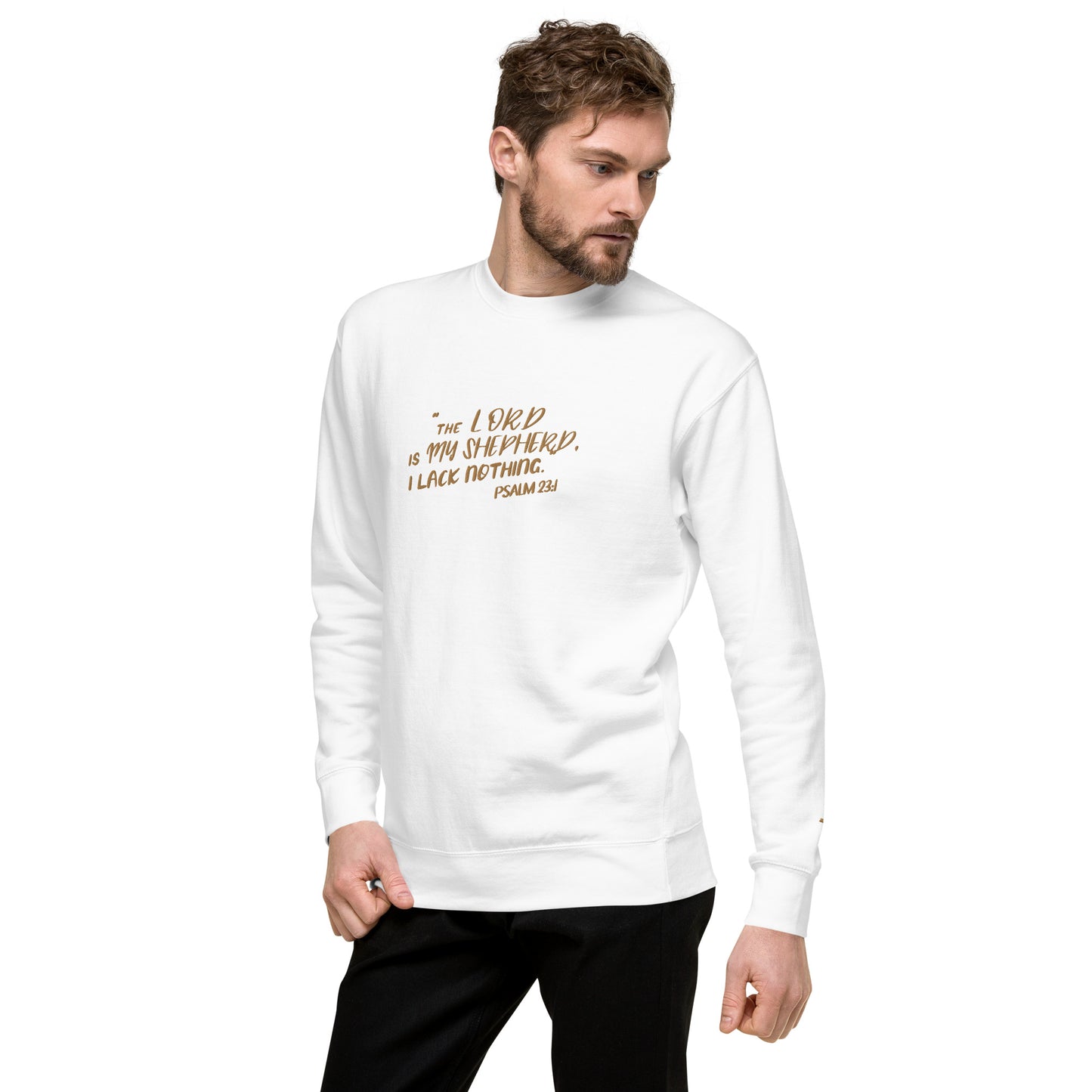 Embroidery Psalm 23 The Lord Is My Shepherd and the Cross Premium Sweatshirt