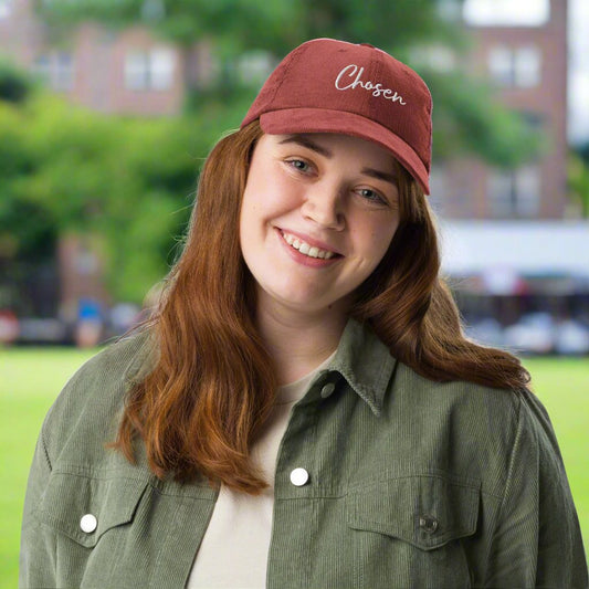 Chosen Embroidered Old-School Vintage Corduroy Cap
